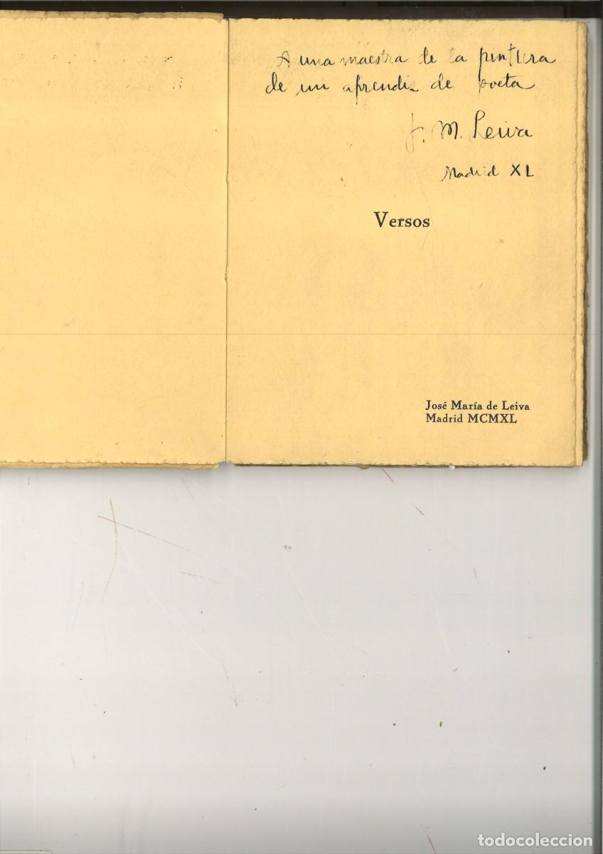 Libros de segunda mano: VERSOS. Jos&eacute; Mar&iacute;a de Leiva - Foto 2