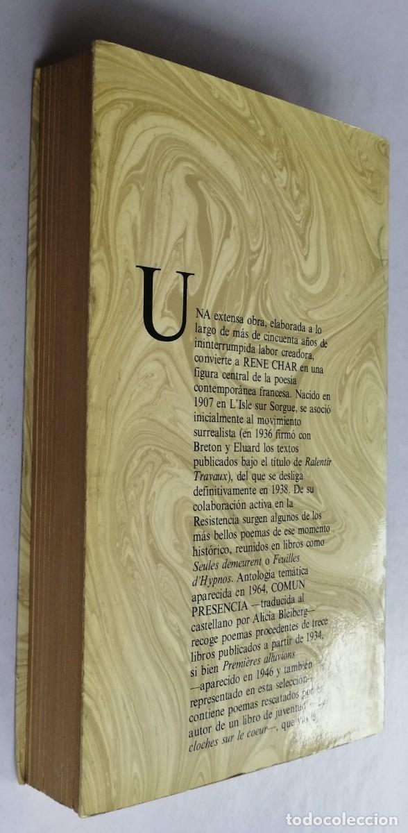 Libros de segunda mano: COM&Uacute;N PRESENCIA, REN&Eacute; CHAR, ALIANZA - Foto 4