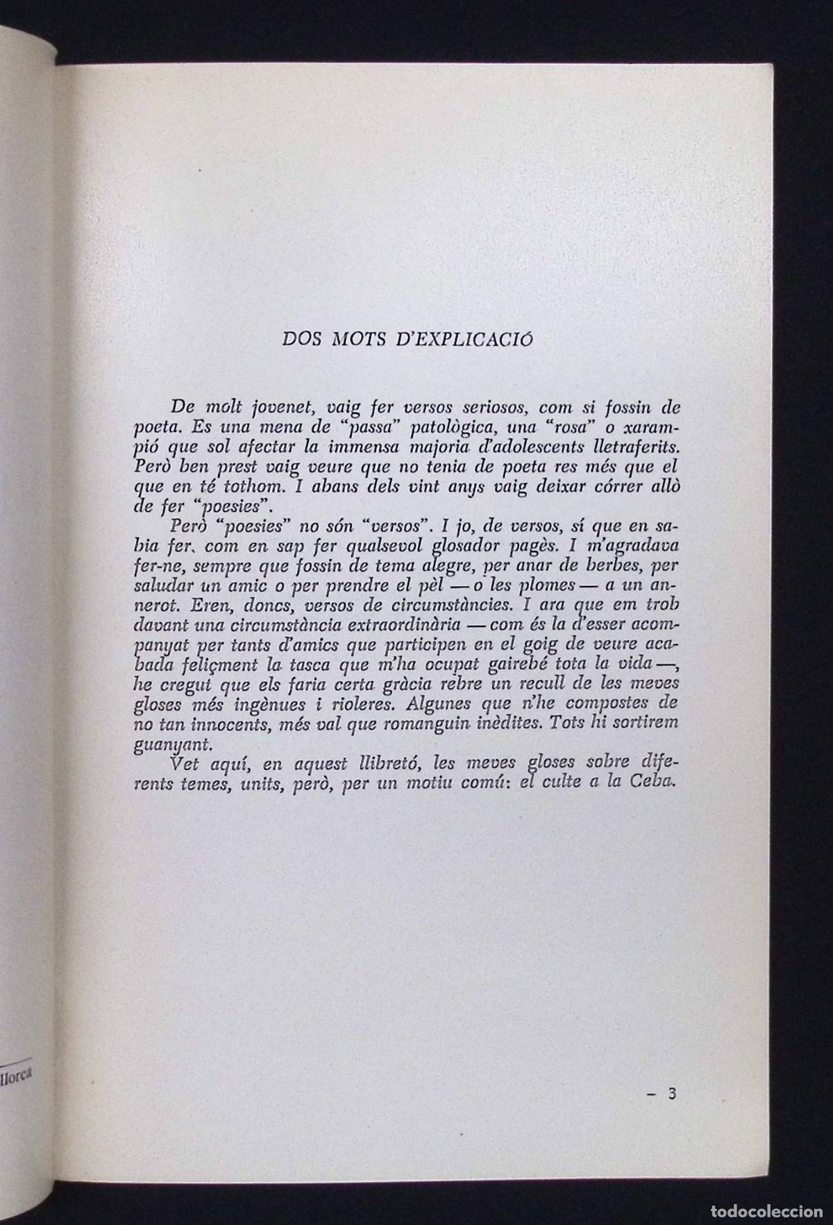 Libros de segunda mano: VERSOS DE LA CEBA. - MOLL, Francesc de B. DEDICAT. - Foto 3