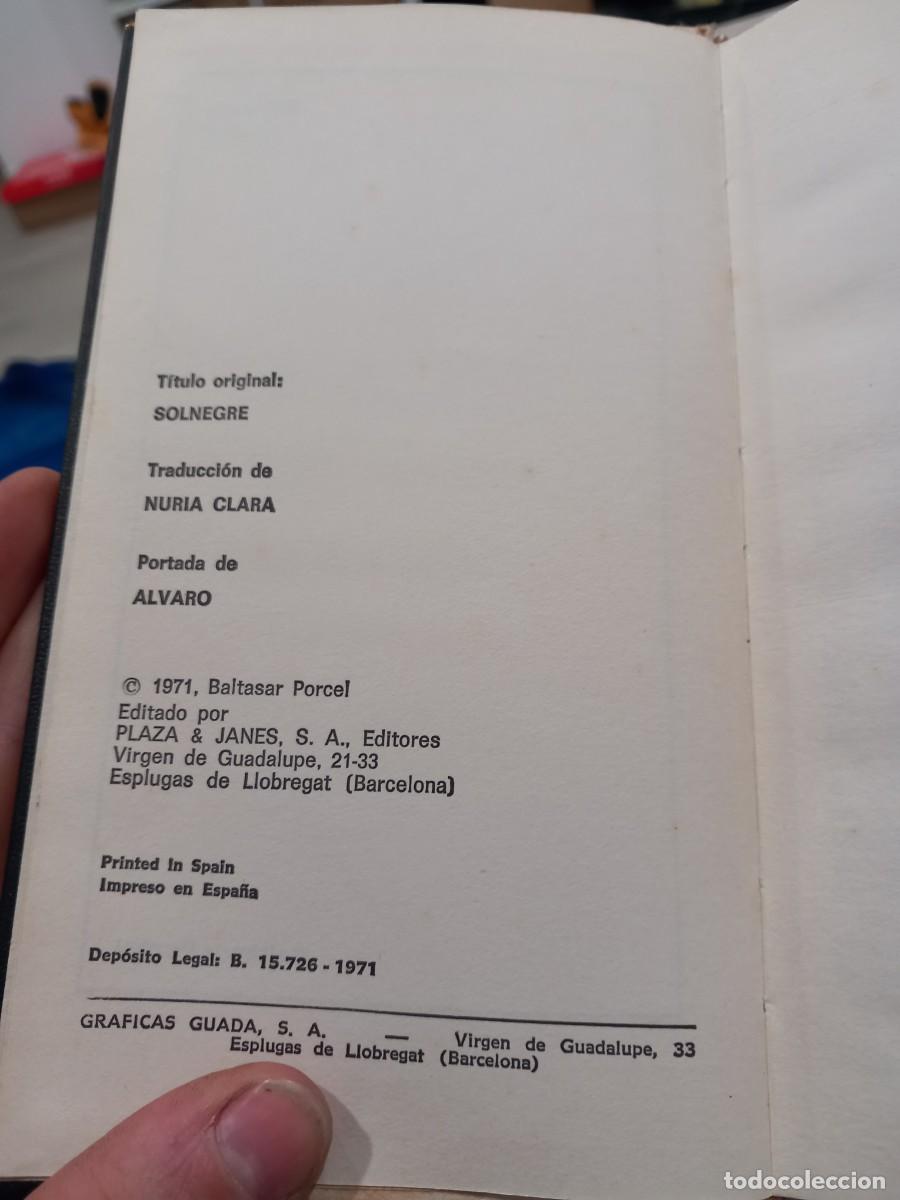 Libros de segunda mano: Libro Sol negro | Baltasar Porcel | 1971 - Foto 3