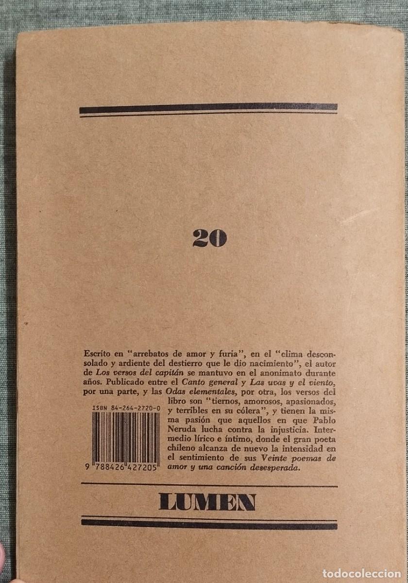 Libros de segunda mano: Pablo Neruda: Los versos del capit&aacute;n, poes&iacute;a, junio 1990 - Foto 2