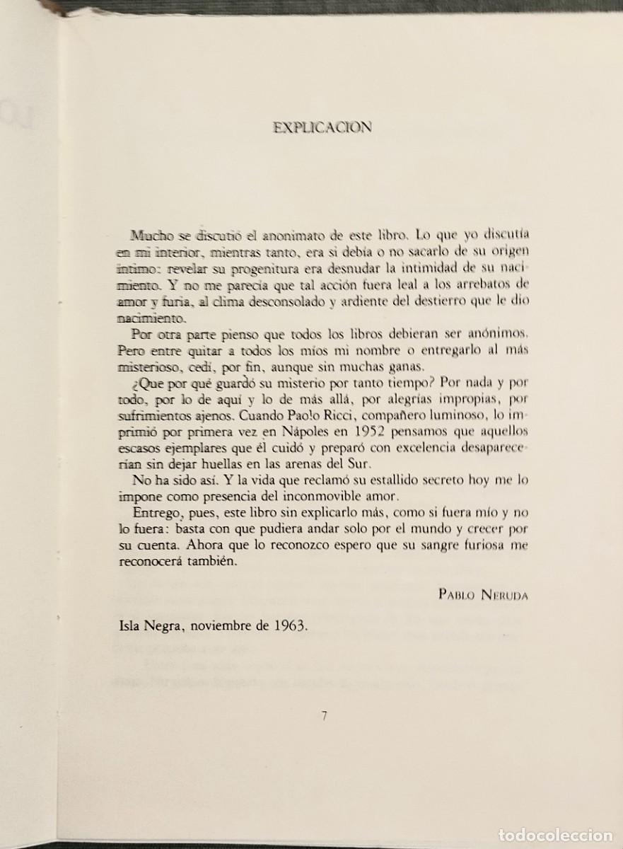 Libros de segunda mano: Pablo Neruda: Los versos del capit&aacute;n, poes&iacute;a, junio 1990 - Foto 4