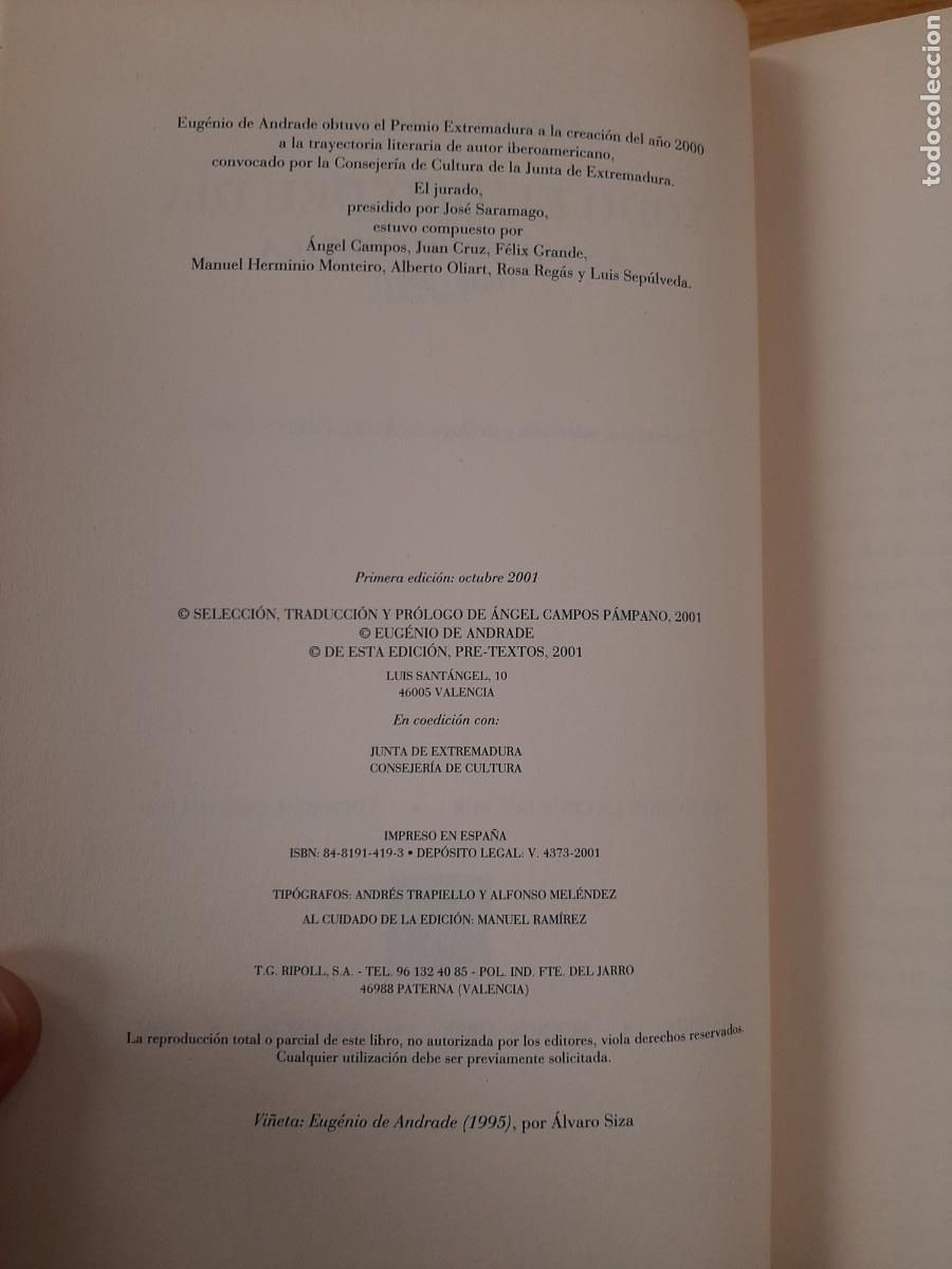 Libros de segunda mano: Todo el oro del d&iacute;a - Eugenio De Andrade - Pre-textos, 2001 - Foto 4