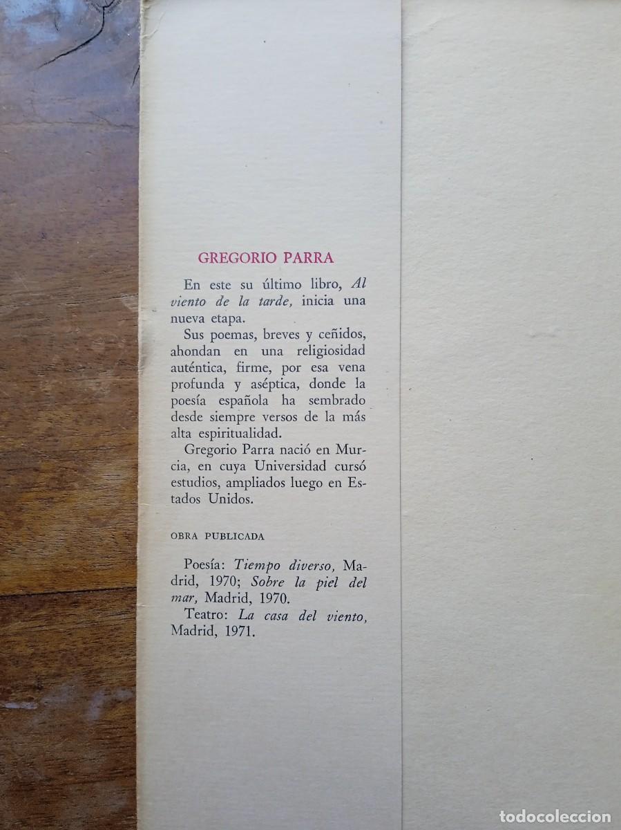 Libros de segunda mano: Al viento de la tarde. Gregorio Parra - Foto 2
