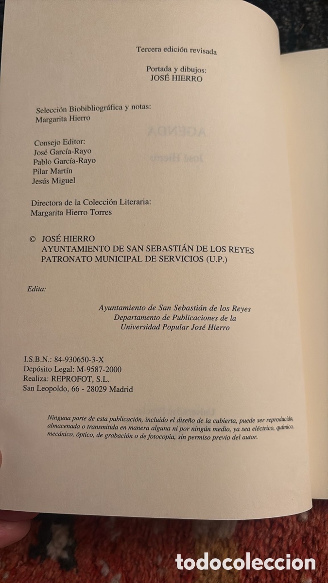 Libros de segunda mano: Jos&eacute; Hierro. Agenda . - Foto 2