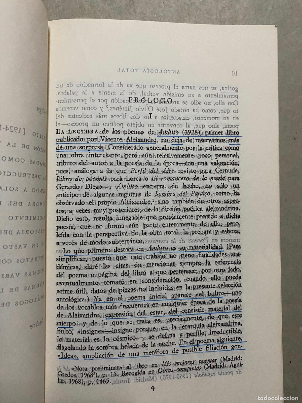 Libros de segunda mano: Antolog&iacute;a total. ALEIXANDRE - Foto 2
