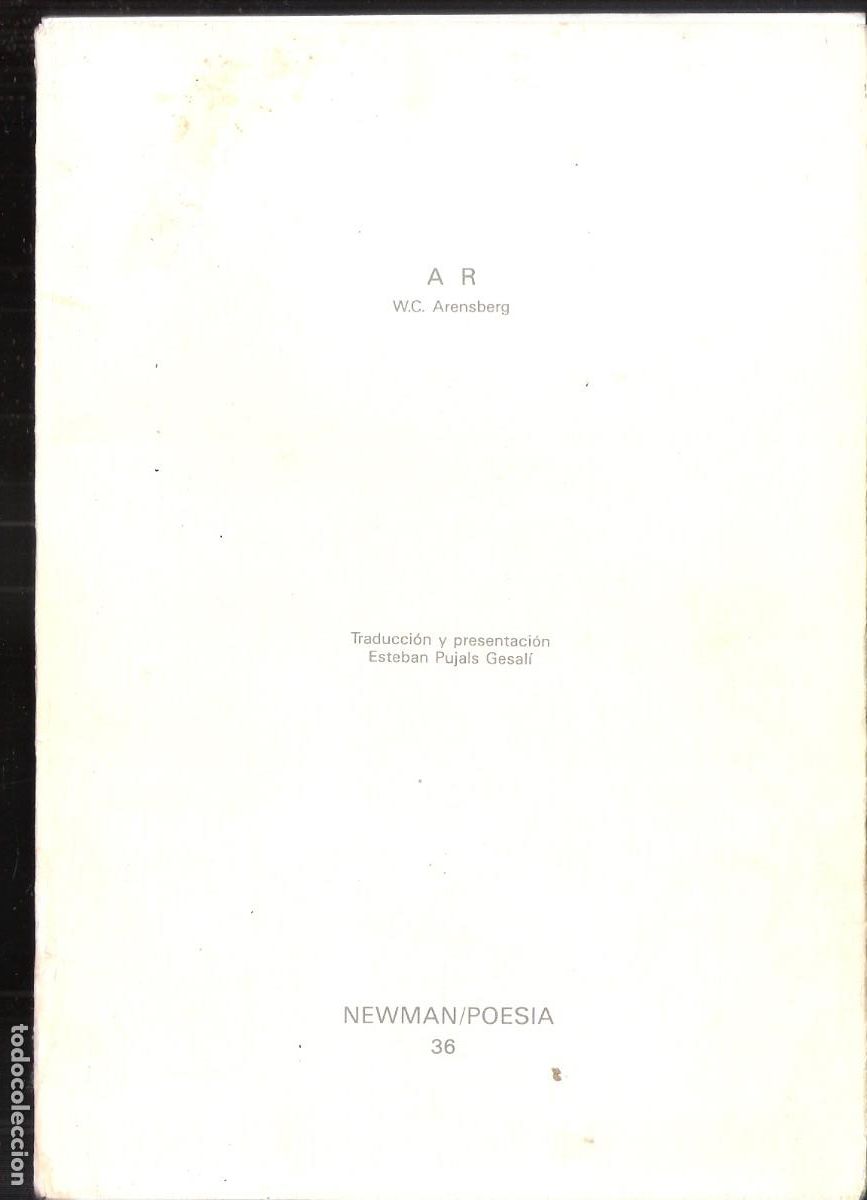 Gebrauchte B&uuml;cher: AR WC. Arensberg. NEWMAN / POESIA n&ordm; 36. Imprenta Montes, Malaga. 1991. Ed.Limitada 300 ejempl.