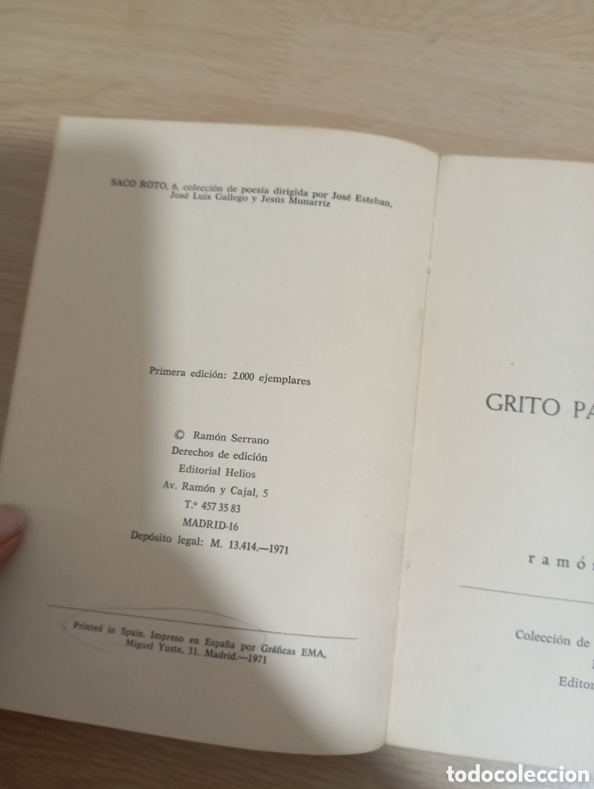 Libros de segunda mano: Grito para la niebla. Ram&oacute;n serrano - Foto 2