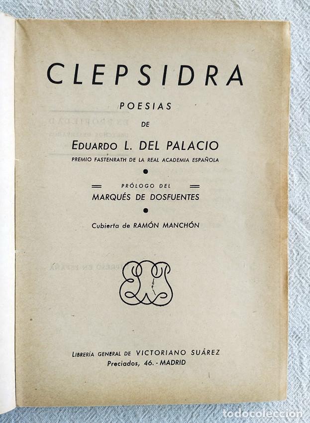 Libros de segunda mano: Clepsidra. - PALACIO, Edvardo [Eduardo] L. del.- - Foto 4