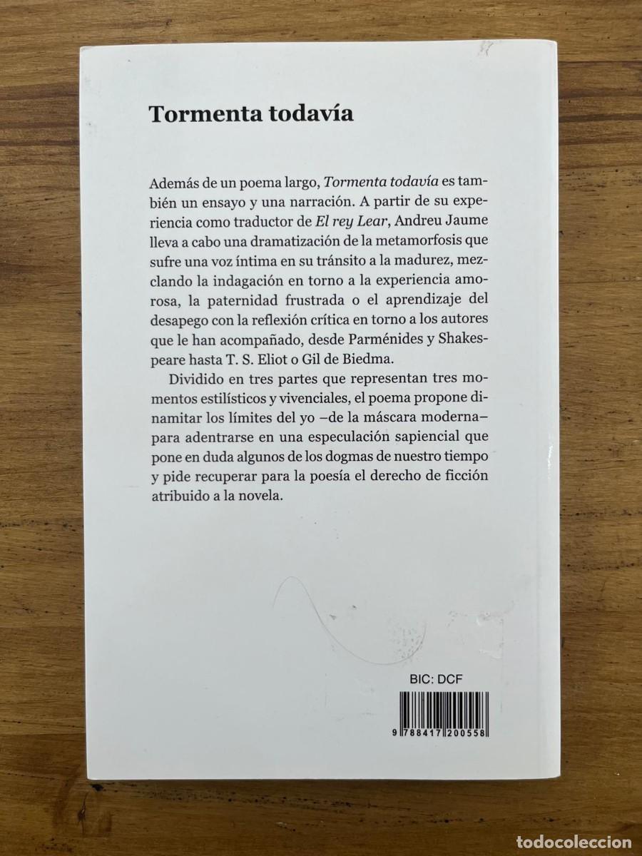 Libros de segunda mano: Tormenta todav&iacute;a (Andreu Jaume) - Foto 2
