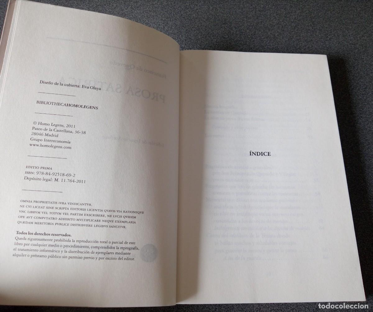 Libros de segunda mano: Prosa Sat&iacute;rica Francisco De Quevedo - Foto 3