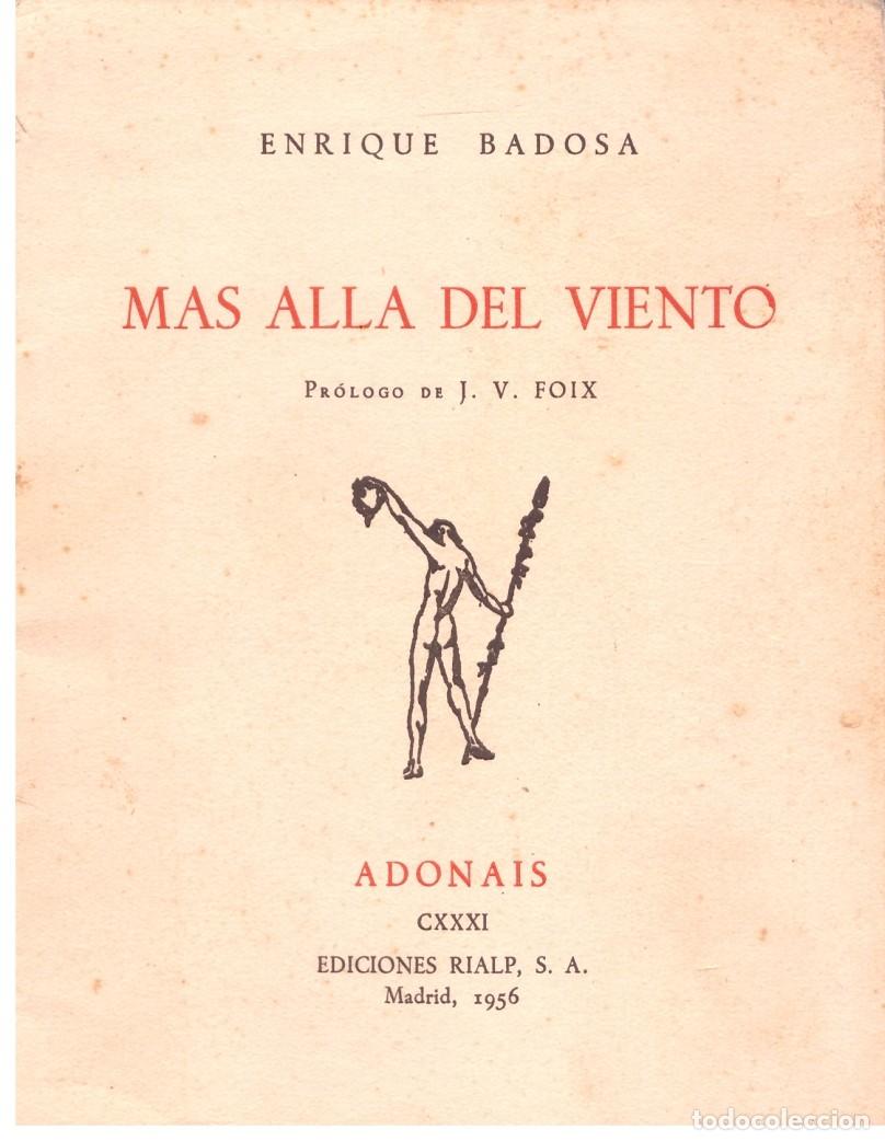 Libros de segunda mano: MAS ALLA DEL VIENTO. Pr&oacute;l. J.V.Foix - Foto 1