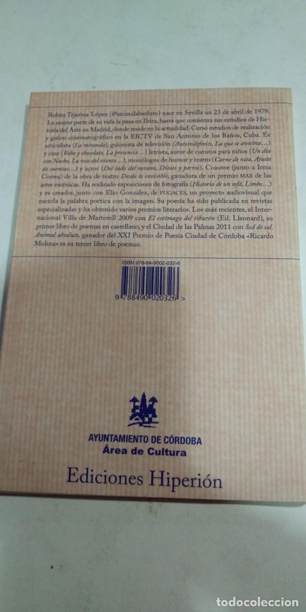 Libros de segunda mano: Animal absoluto Rub&eacute;n Tejerina - Foto 2