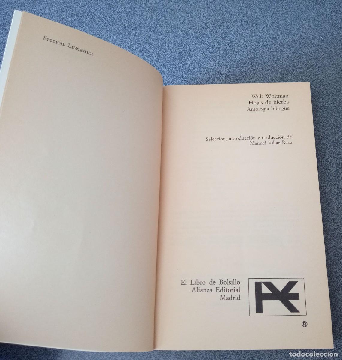 Libros de segunda mano: Hojas De Hierba Walt Whitman - Foto 4