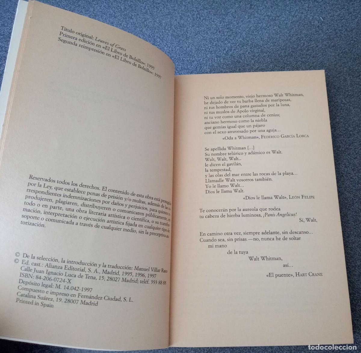 Libros de segunda mano: Hojas De Hierba Walt Whitman - Foto 5