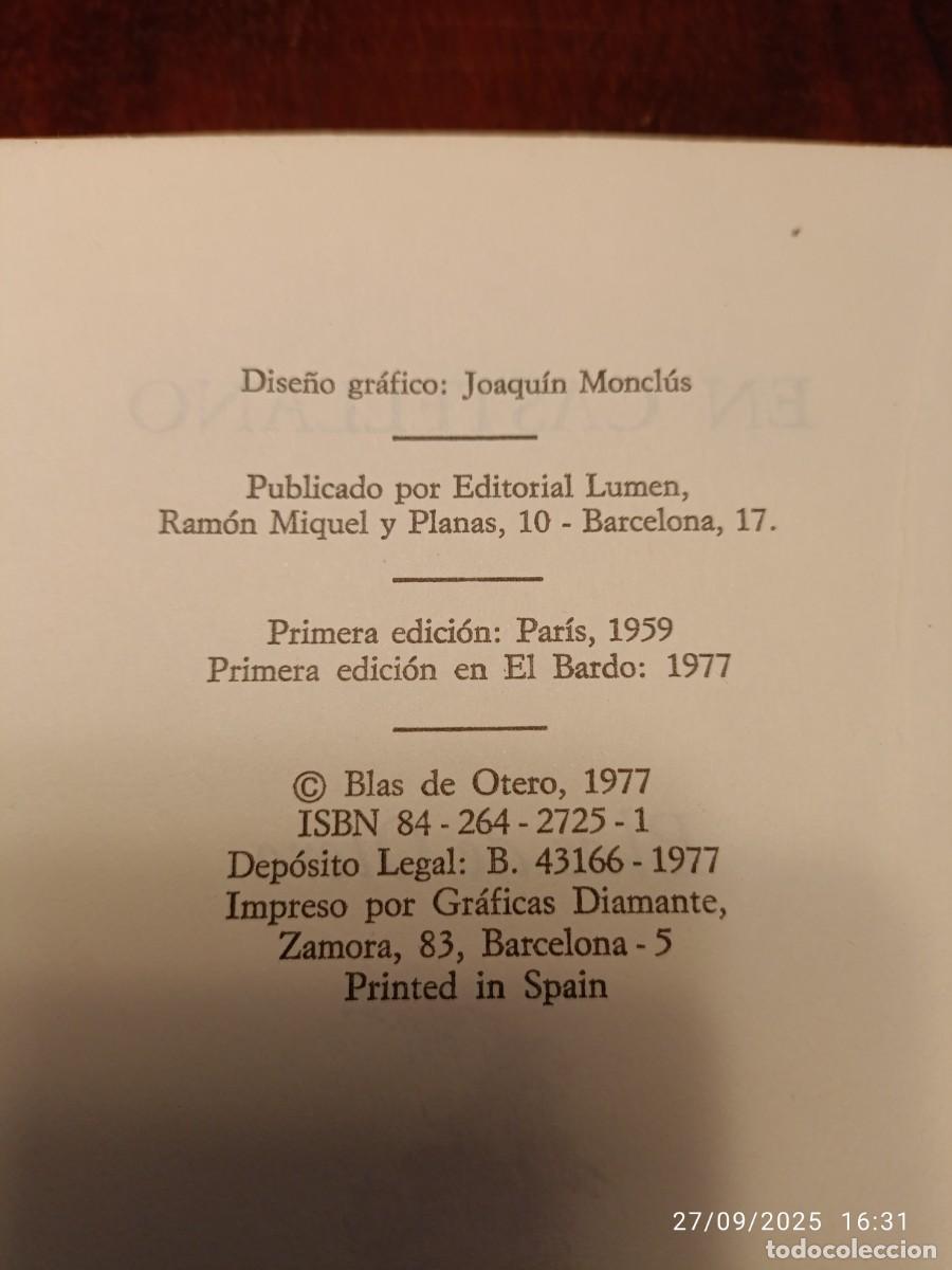 Libros de segunda mano: En castellano. Blas de Otero - Foto 3