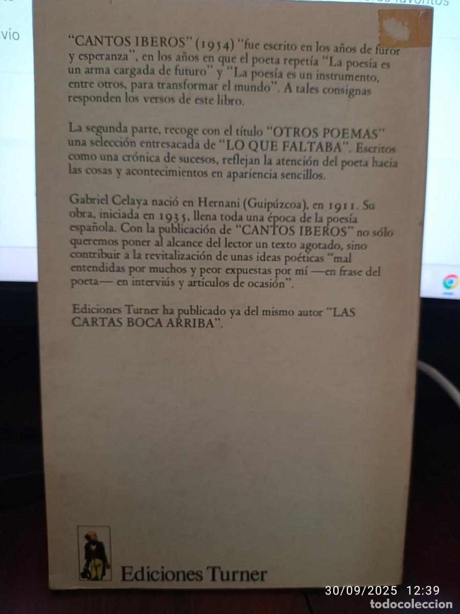 Libros de segunda mano: Cantos iberos. Gabriel Celaya - Foto 2