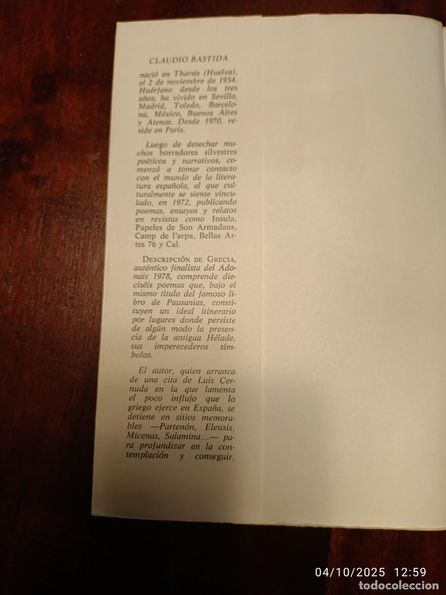 Libros de segunda mano: Descripci&oacute;n de Grecia. Claudio Bastida - Foto 2