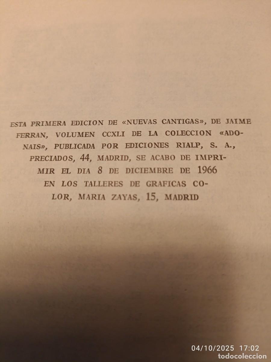 Libros de segunda mano: Nuevas cantigas. Jaime Ferran - Foto 3