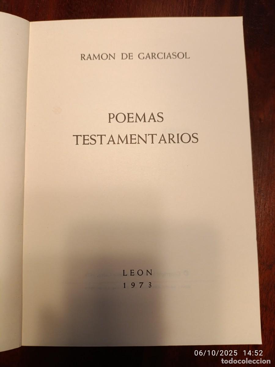 Libros de segunda mano: Poemas testamentarios. Ram&oacute;n de Garciasol - Foto 4