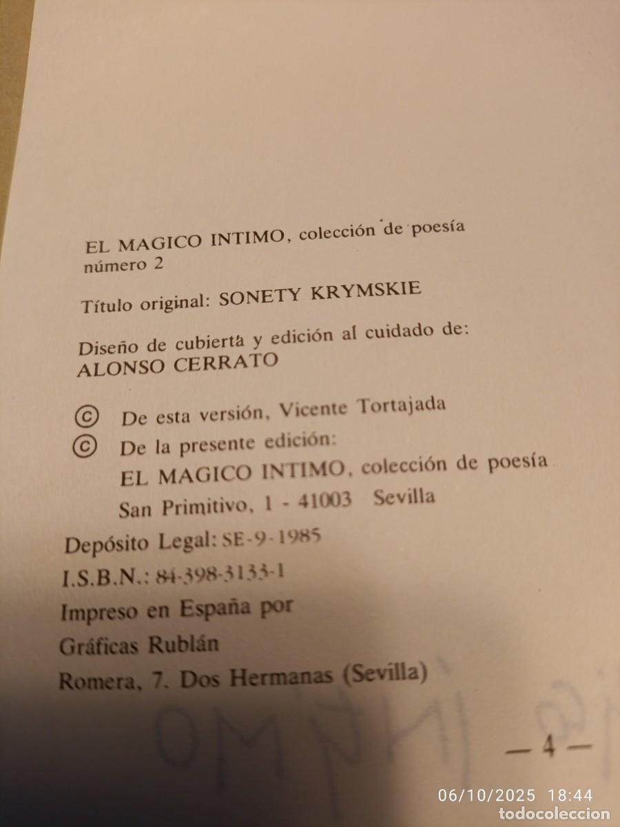 Libros de segunda mano: Sonetos de Crimea. Adam Micckiewicz - Foto 3