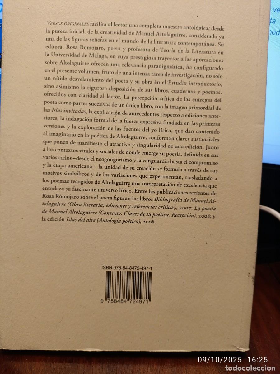 Libros de segunda mano: Versos originales. Manuel Altolaguirre - Foto 2