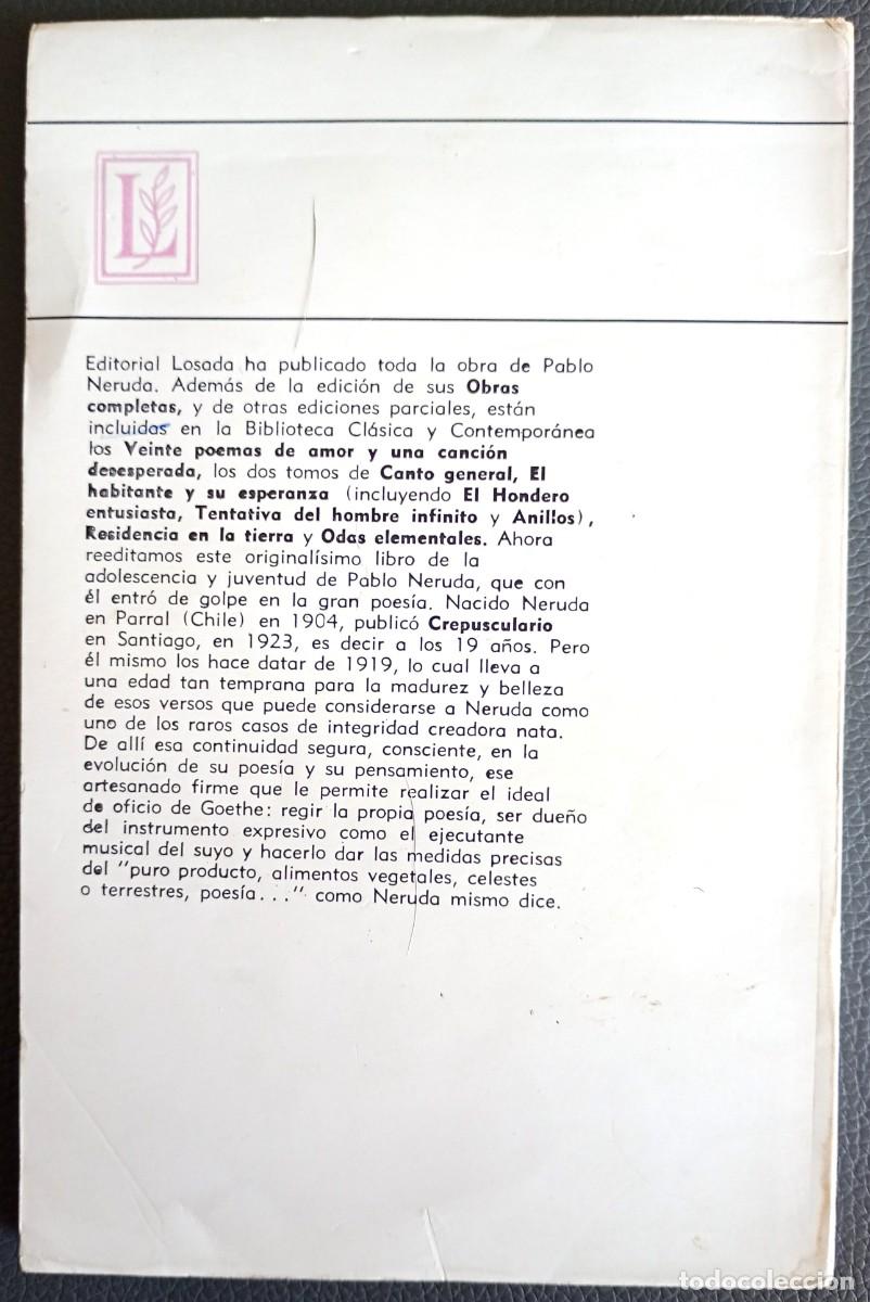 Libros de segunda mano: Pablo Neruda . Crepusculario - Foto 2