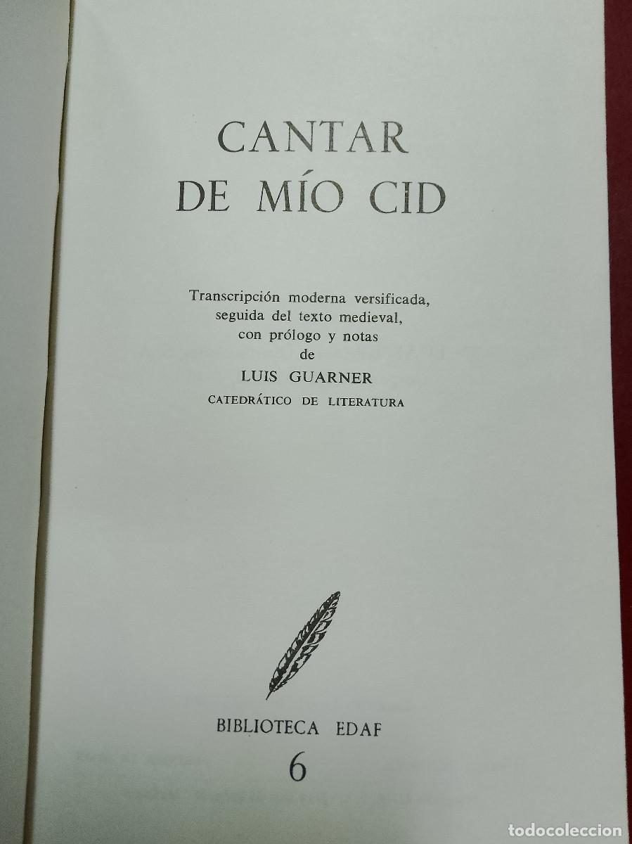 Libros de segunda mano: An&oacute;nimo: Cantar del M&iacute;o Cid (Editorial EDAF. 1970) - Foto 4