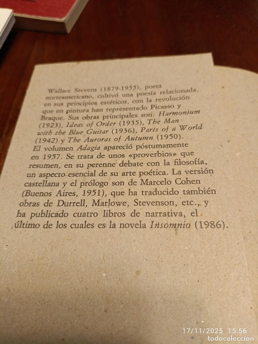 Libros de segunda mano: Adagia. Wallace Stevens - Foto 3