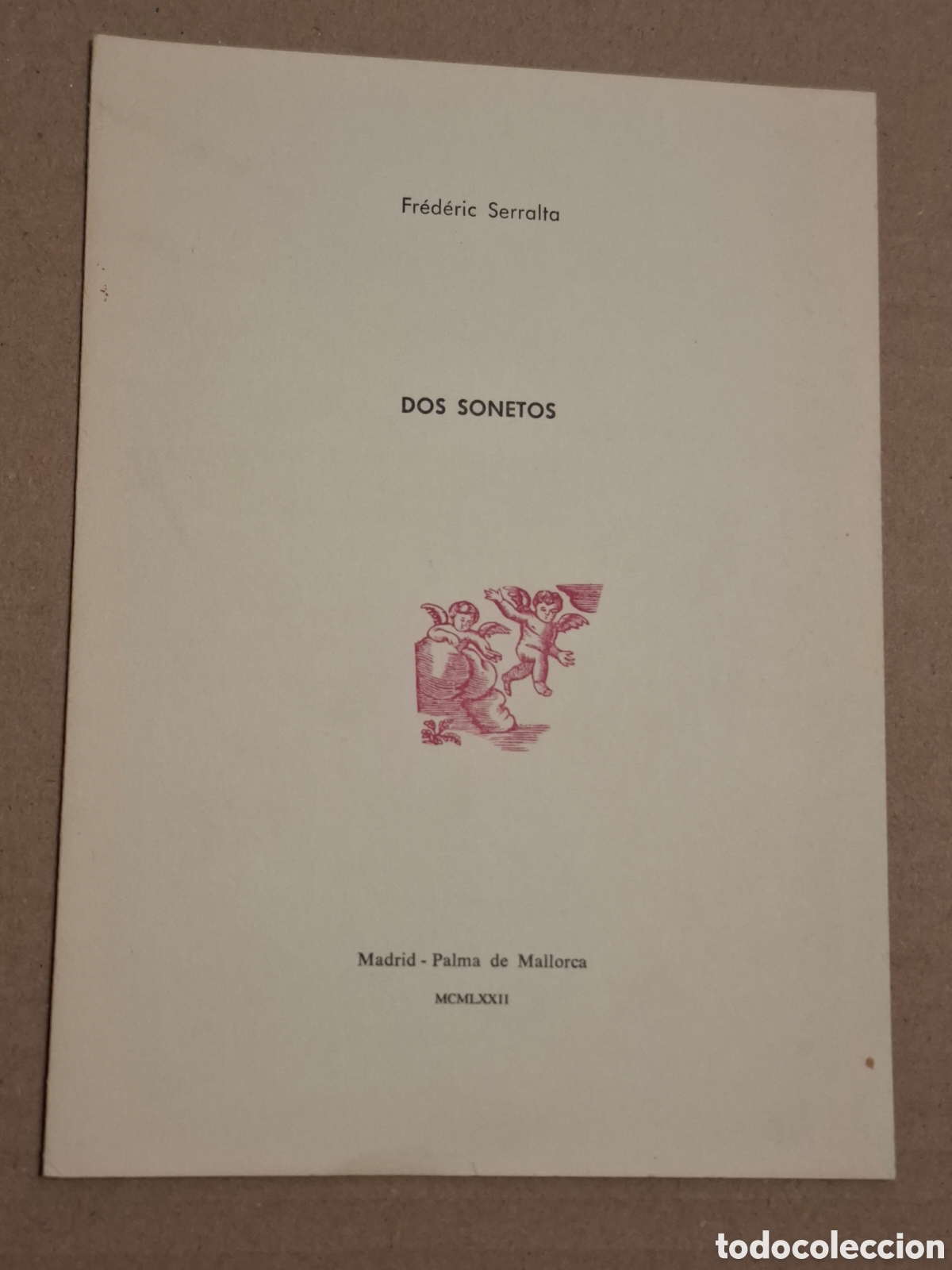 Libros de segunda mano: Dos sonetos, por Fr&eacute;d&eacute;ric Serralta, Separata de Los Papeles de Son Armadans 1972 dedicado y numerado