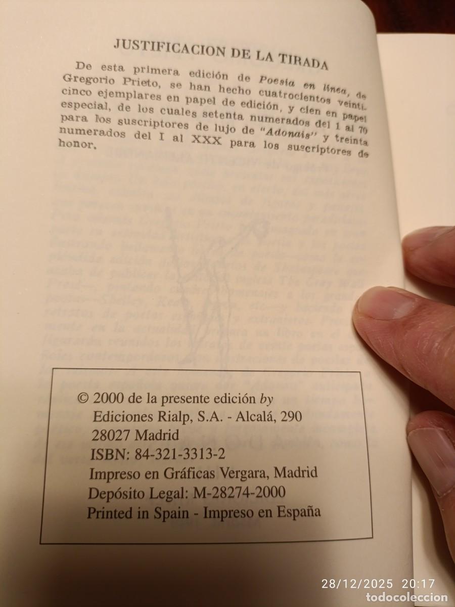 Libros de segunda mano: Poes&iacute;a en l&iacute;nea. Gregorio Prieto - Foto 3