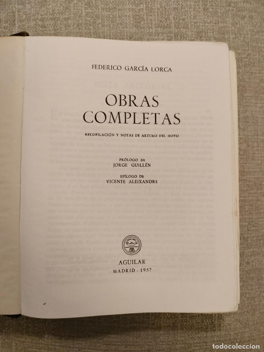 Libros de segunda mano: Obras completas garcia lorca 1957 - Foto 1