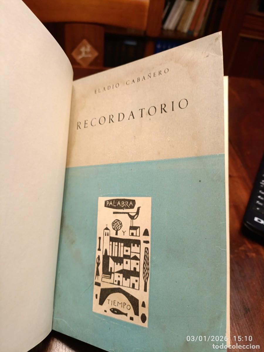 Libros de segunda mano: Recordatorio. Eladio Caba&ntilde;ero - Foto 2