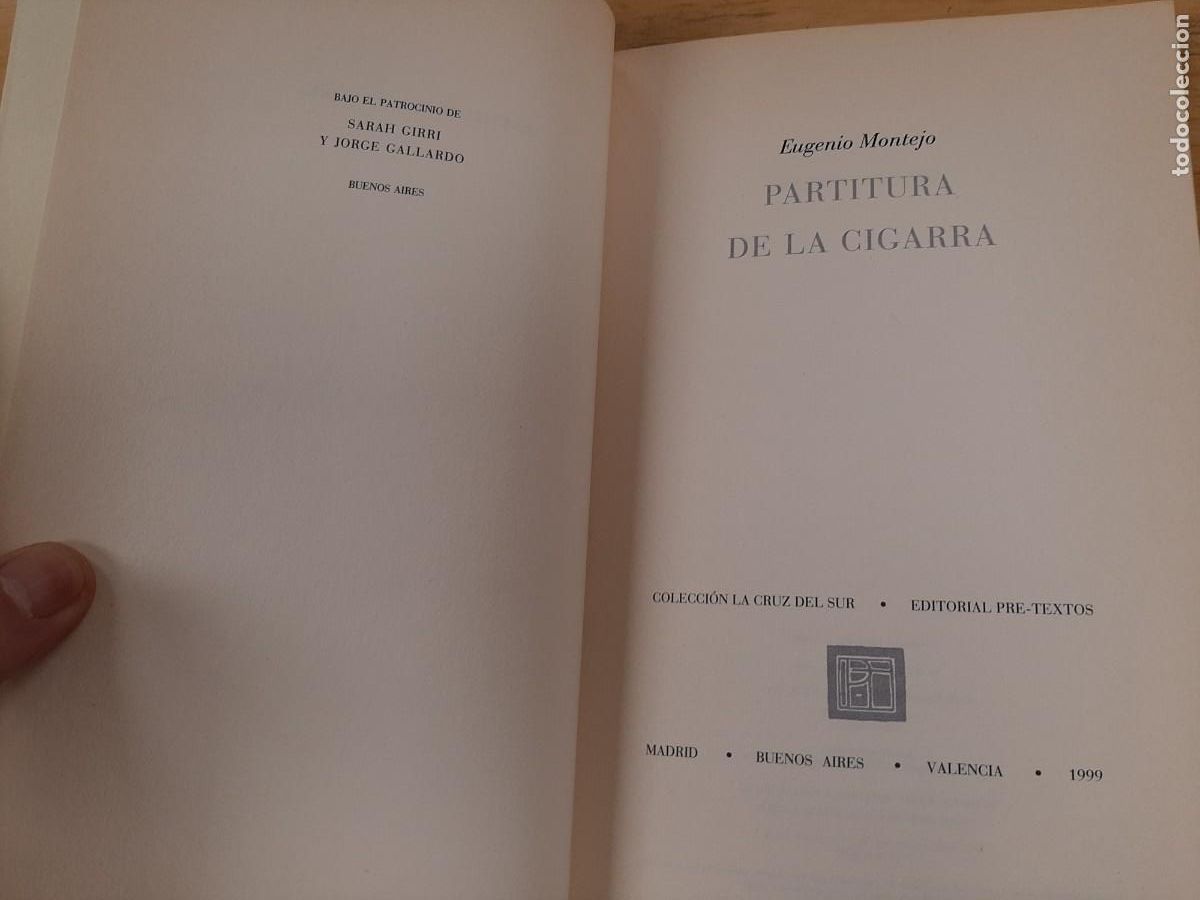 Libros de segunda mano: Partitura de la cigarra - Eugenio Montejo - Pre-Textos, 1999 - Foto 4