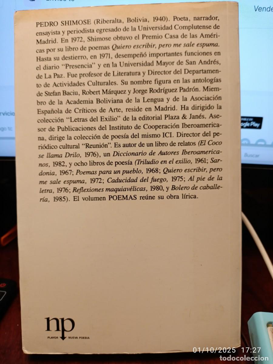 Libros de segunda mano: Poemas. Pedro shimose - Foto 2