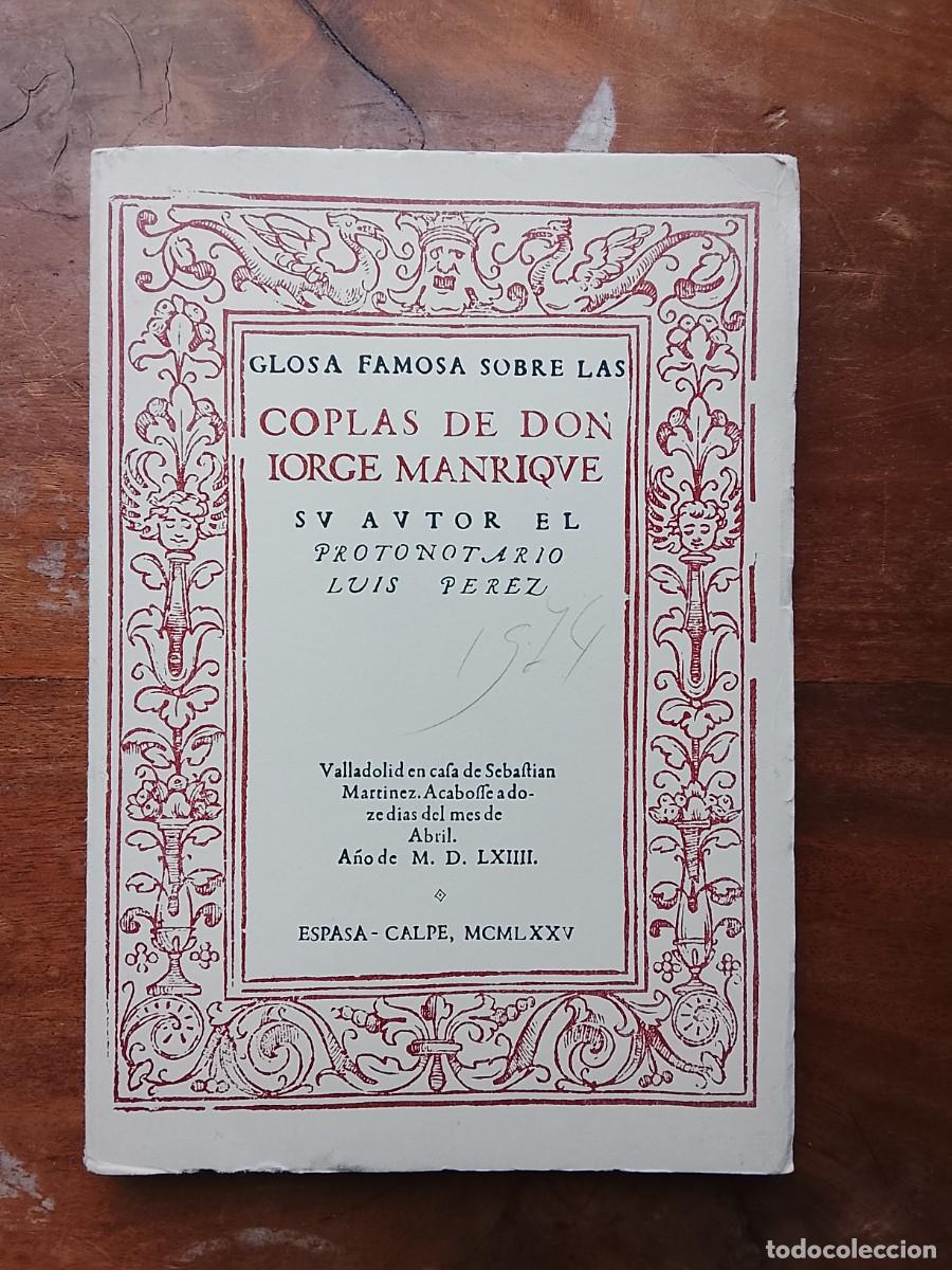 Libros de segunda mano: Jorge Manrique, coplas... facs&iacute;mil 1974 - Foto 1
