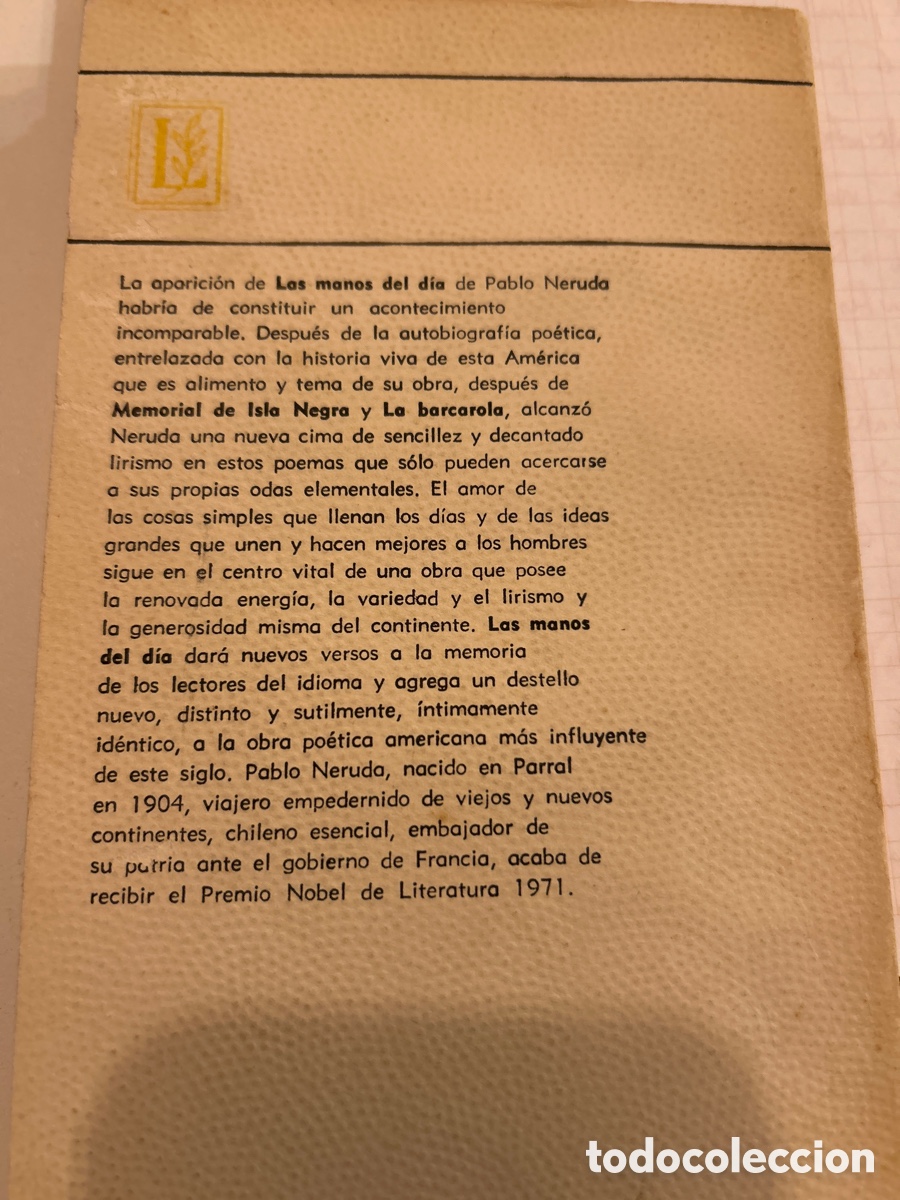 Libros de segunda mano: Las manos del d&iacute;a. Pablo Neruda. C4n - Foto 2