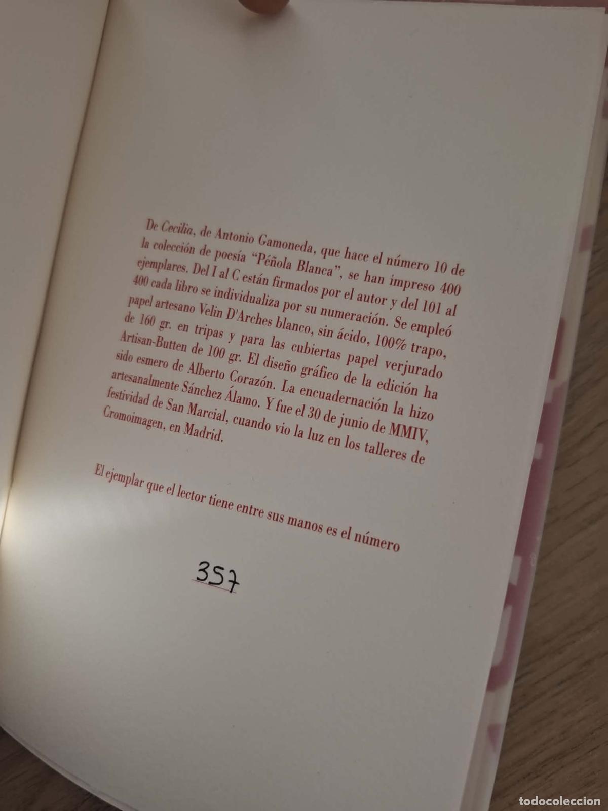 Libros de segunda mano: Cecilia - Antonio Gamoneda - Foto 5
