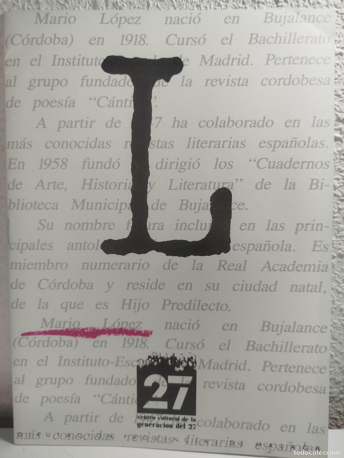 Libros de segunda mano: Cuaderno dedicado a Mario L&oacute;pez - - Foto 1
