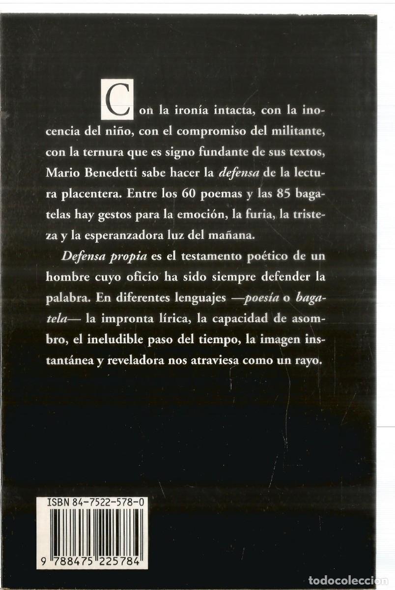 Libros de segunda mano: MARIO BENEDETTI. DEFENSA PROPIA. VISOR. - Foto 2