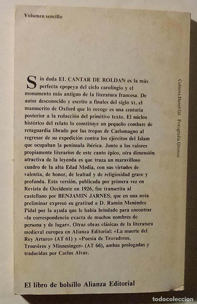 Libros de segunda mano: El Cantar de Rold&aacute;n. Versi&oacute;n de Berjam&iacute;n Jarn&eacute;s. Alianza - Foto 3