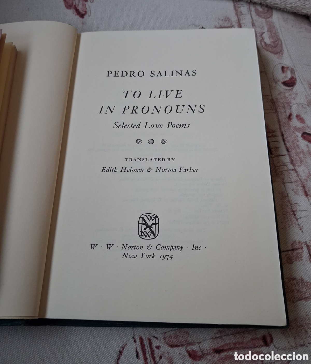 Livres d'occasion: PEDRO SALINAS. TO LIVE IN PRONOUNS. NEW YORK 1974.