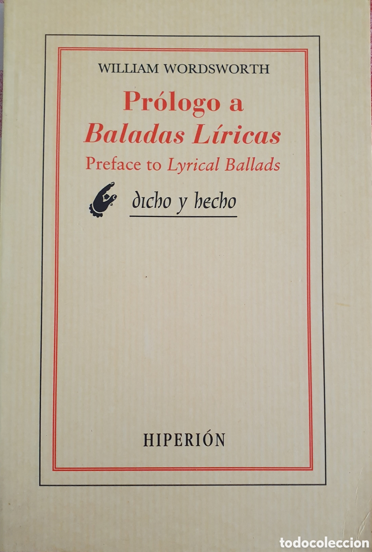 Libros de segunda mano: William wordsworth pr&oacute;logo a baladas l&iacute;ricas