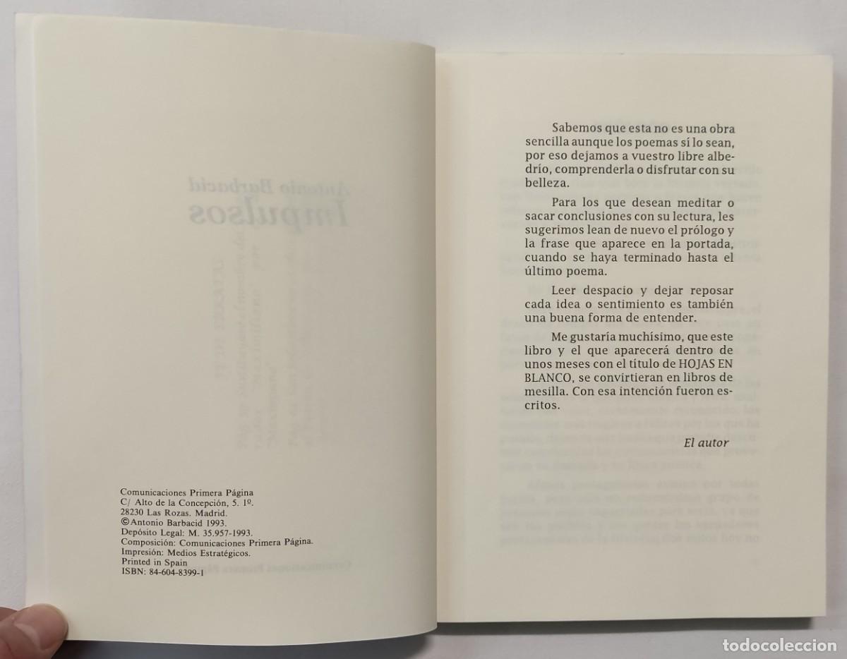 Libros de segunda mano: IMPULSOS. ANTONIO BARBACID. COMO NUEVO!!! - Foto 3