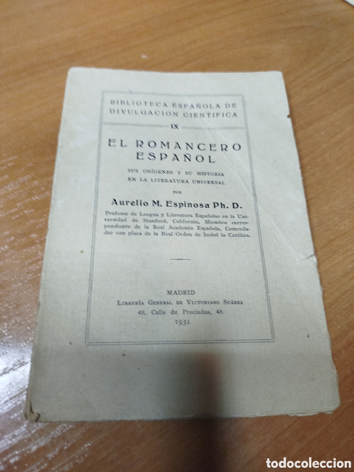 Libros de segunda mano: El Romancero espa&ntilde;ol. 1931. Aurelio Espinosa. Poes&iacute;a