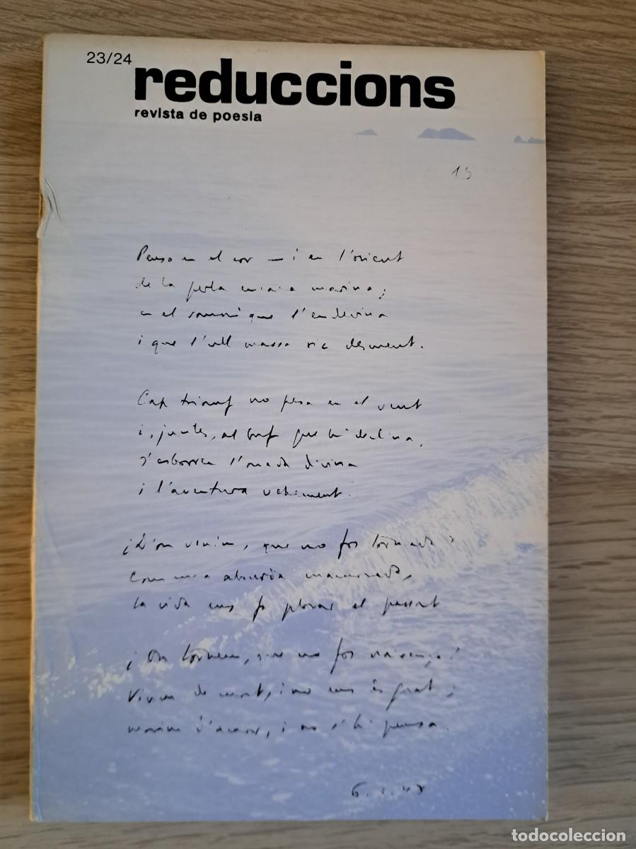 Libros de segunda mano: REDUCCIONS. Revista de poesia. N&uacute;mero doble 23/23 Dedicat a Carles Riba Any 1984