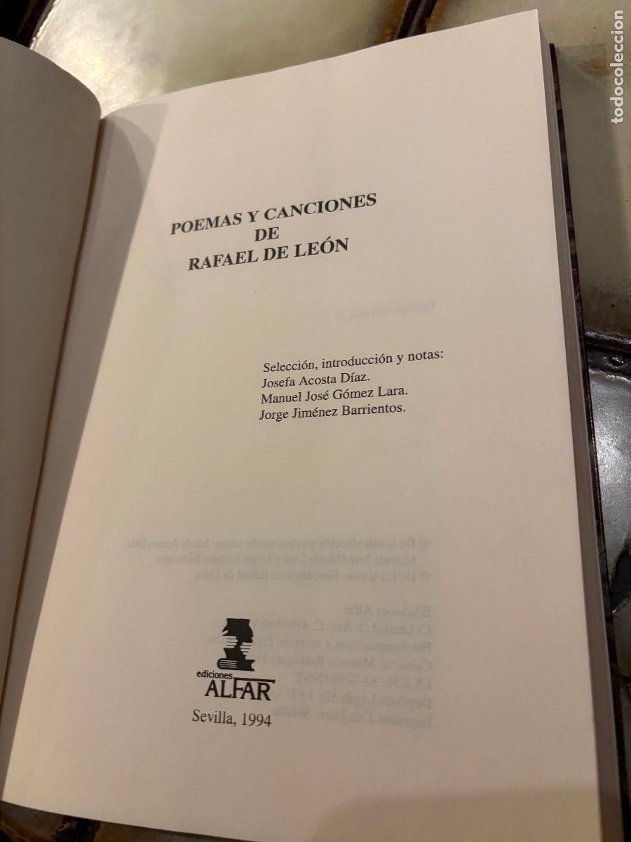 Libros de segunda mano: Poemas y canciones de Rafael de Le&oacute;n. - Foto 3