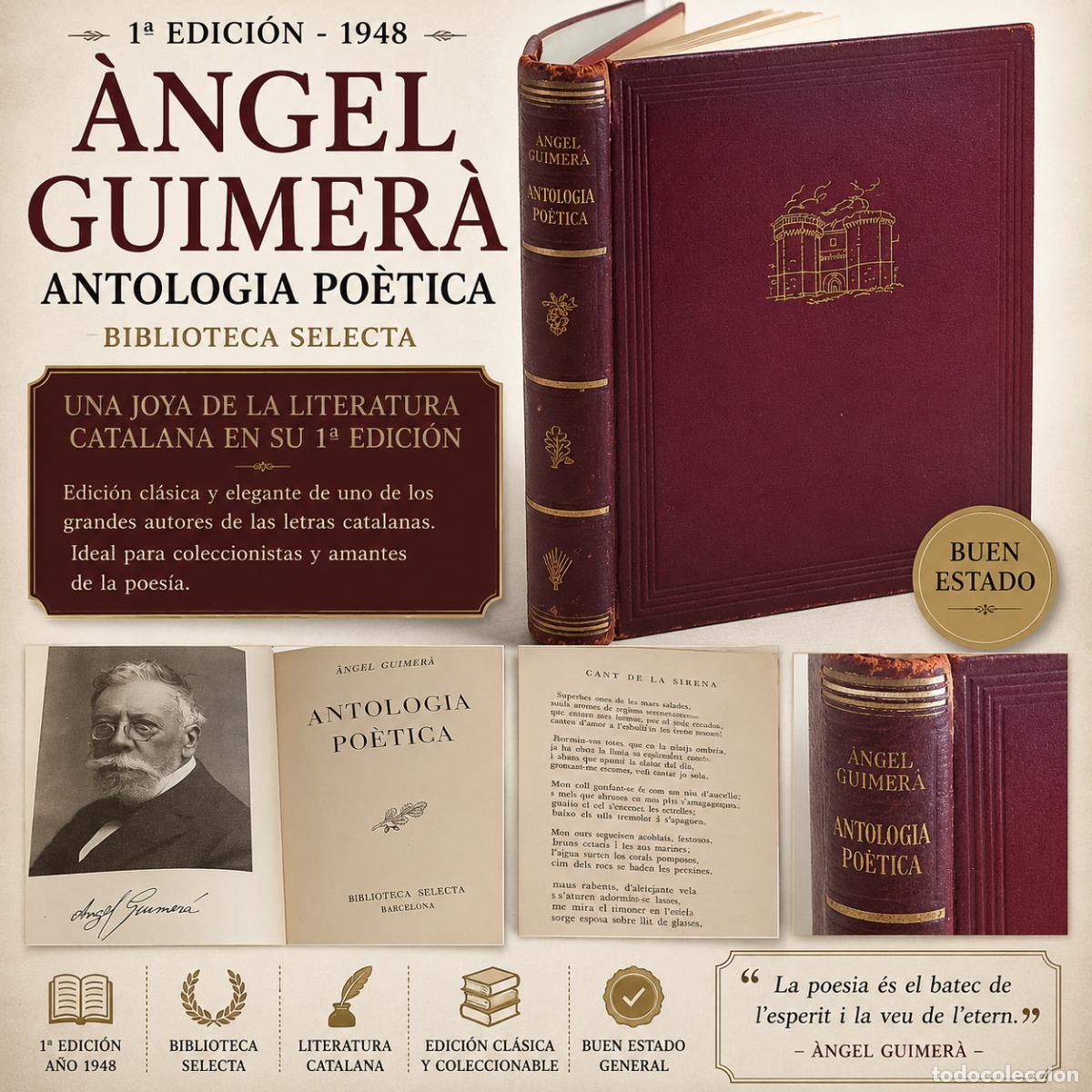 Libros de segunda mano: &Agrave;NGEL GUIMER&Agrave; / ANTOLOGIA PO&Egrave;TICA / 1&ordf; EDICI&Oacute;N-1948 / BIBLIOTECA SELECTA / BUEN ESTADO
