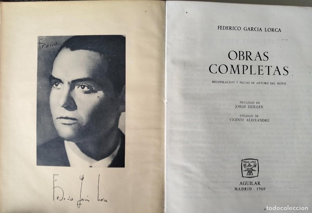 Livros em segunda m&atilde;o: F. GARCIA LORCA. OBRAS COMPLETAS+ DIBUJOS+CANCIONERO. 1960