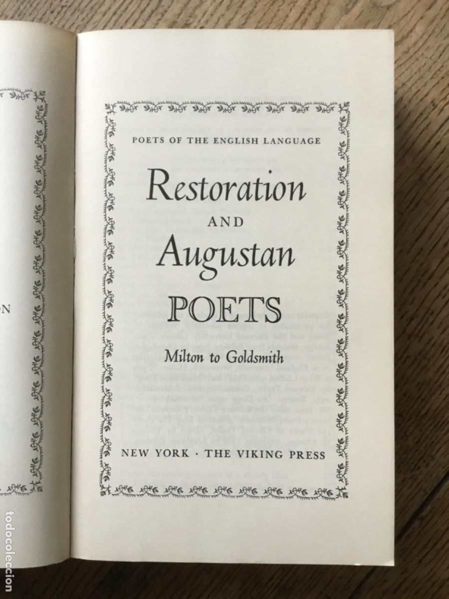 Libros de segunda mano: RESTORATION AND AUGUSTAN POETS // MILTON TO GOLDSMITH // EN INGLES